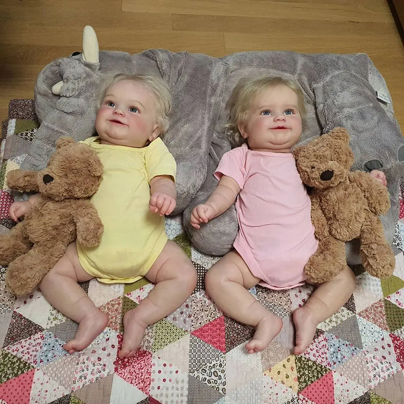 20 Zoll lebensechte Amelia und Marvin Reborn Zwillingspuppen mit offenen Augen