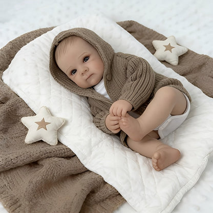 48cm realistische Bettie Reborn-Babypuppe mit offenen Augen im braunen Pullover