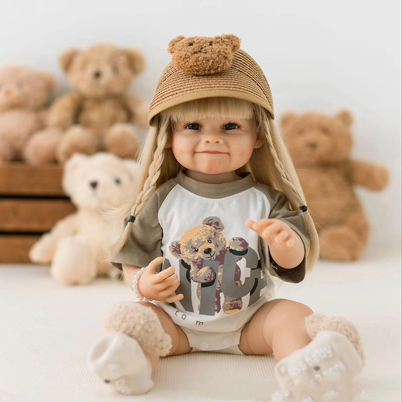 22 Zoll Smile Reborn Puppe Mädchen mit langen blonden Haaren - Raya