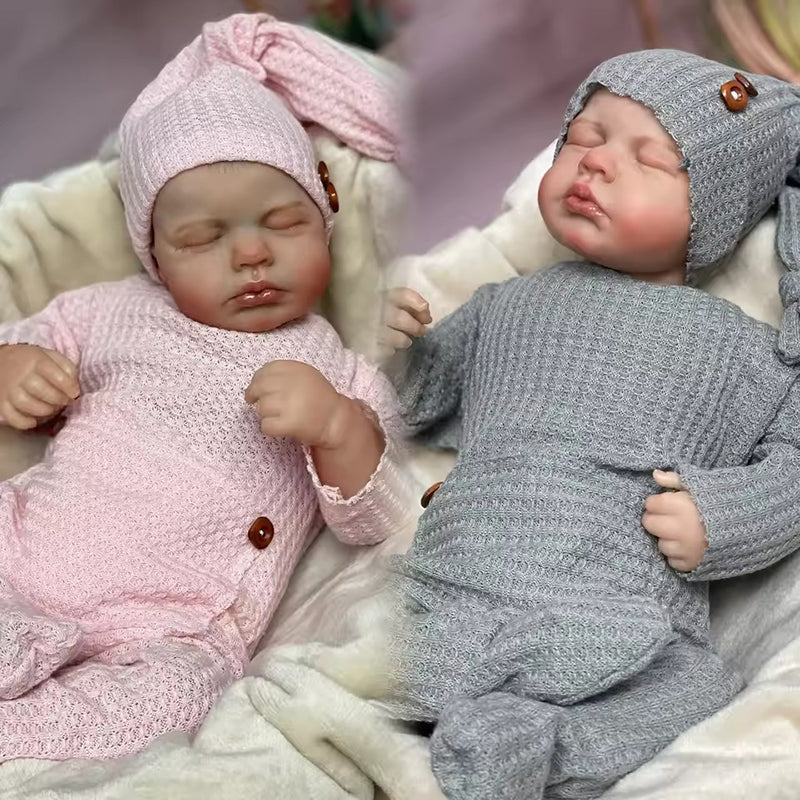 20 Zoll lebensechte Reborn-Puppe mit geschlossenen Augen Zwillingsschwestern-Loulou