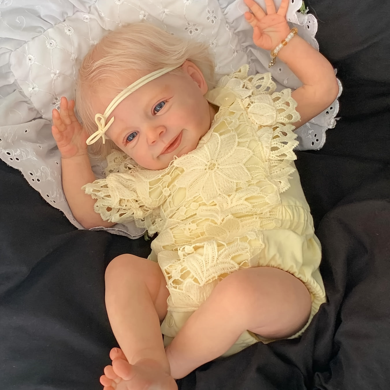 19 Zoll handgefertigte Reborn Puppe mit offenen Augen und blondem Haar - Sebastia