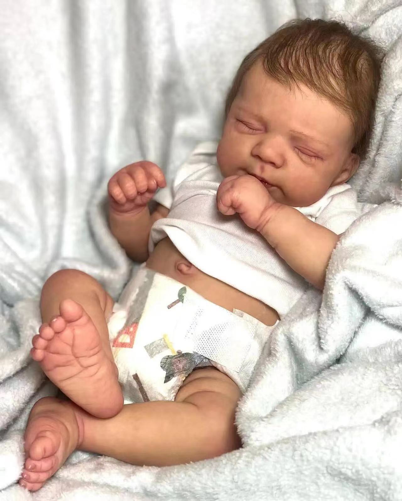 19 Zoll realistische Ian Geschlossene Augen Reborn Puppen-Pascale