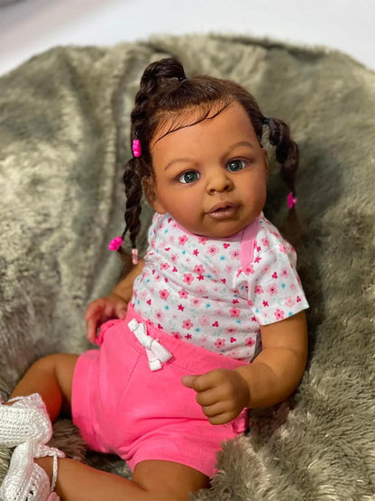 Renee 60 cm offene Augen dunkle Haut Reborn Puppe-Jaylan