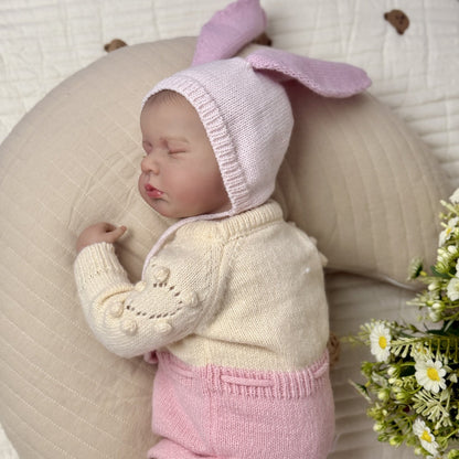 20 Zoll schlafende Loulou Reborn Puppe Mädchen in rosa Kleidung und Hut