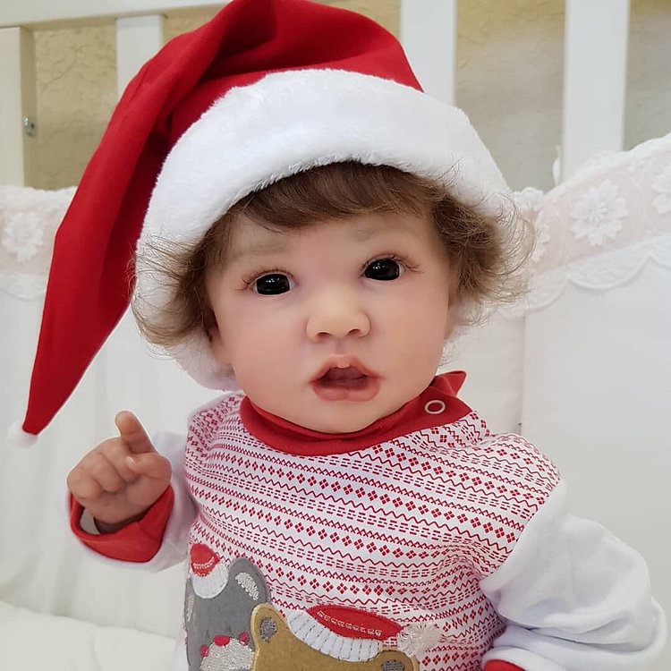 22 Zoll Reborn Puppen mit offenen Augen und Weihnachtskleidung - Saskia