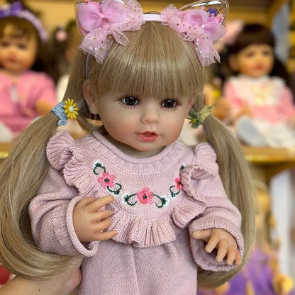 22 Zoll Reborn Puppen Mädchen mit langen blonden Haaren