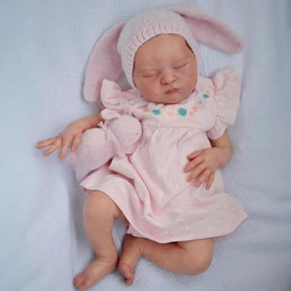 50 cm weiche Laura Reborn Babypuppe schlafend im rosa Kleid