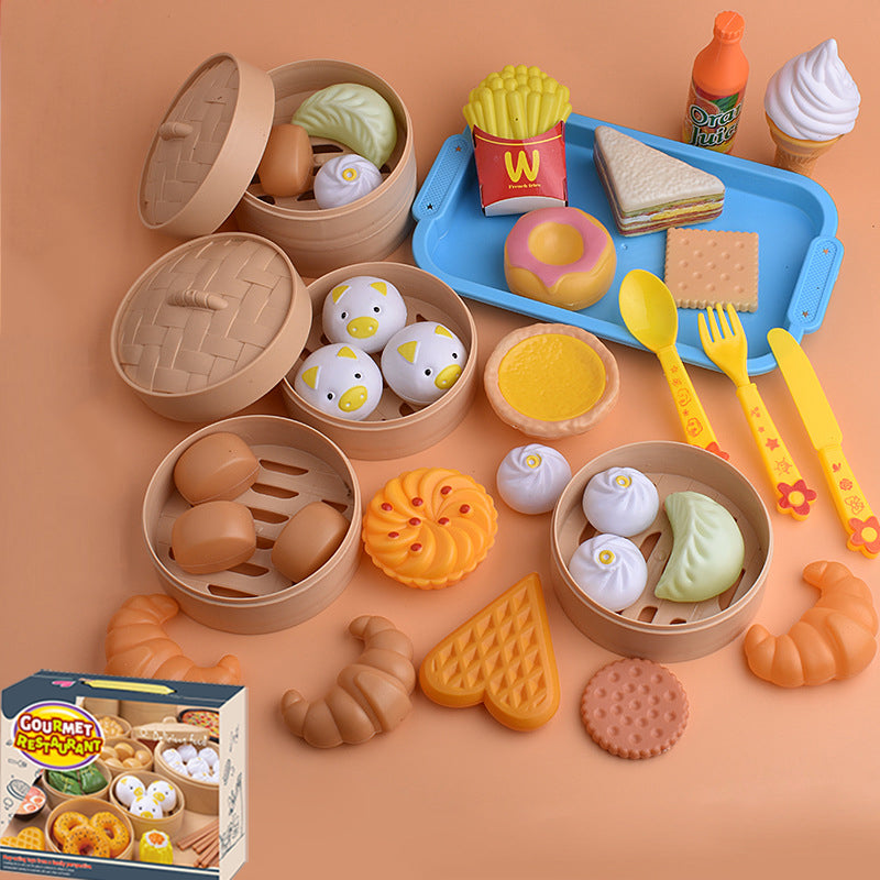 Simulación de la casa de juego infantil juguetes de cocina chino y comida occidental 37 piezas