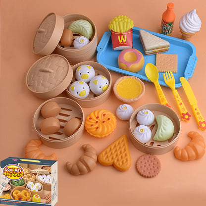 Simulación de la casa de juego infantil juguetes de cocina chino y comida occidental 37 piezas