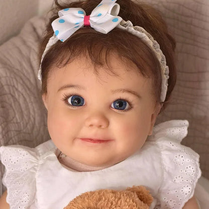 Sylvia 60 cm offene Augen kurzes Haar Reborn Puppe-June Awake