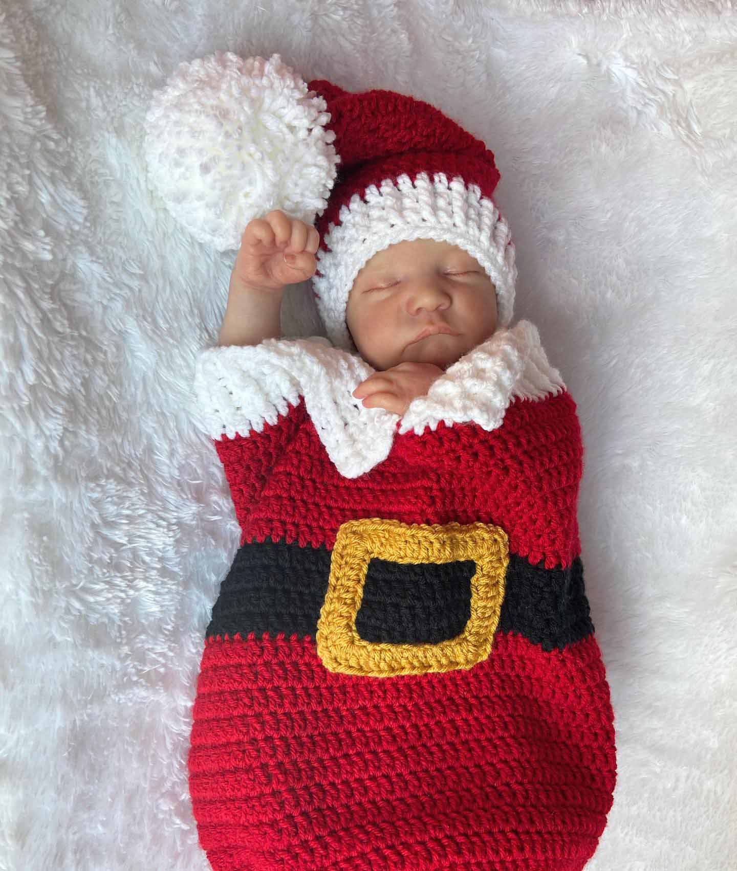 18 Zoll Reborn Puppen mit geschlossenen Augen und Weihnachtsschlafsack-Levi