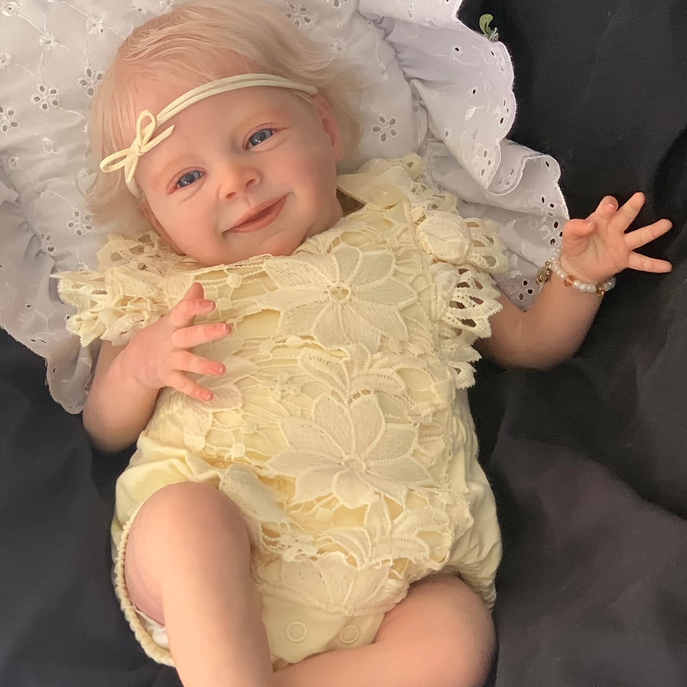 19 Zoll handgefertigte Reborn Puppe mit offenen Augen und blondem Haar - Sebastia