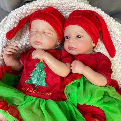 20 Zoll Weihnachts-Reborn Puppe Zwillinge Mädchen-Loulou