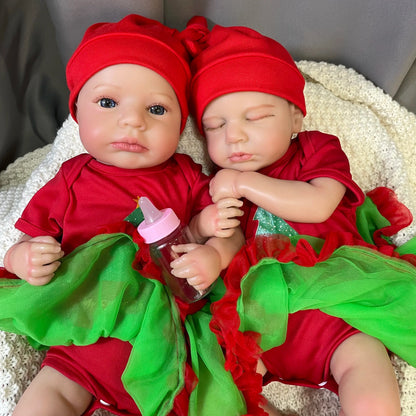 20 Zoll Weihnachts-Reborn Puppe Zwillinge Mädchen-Loulou