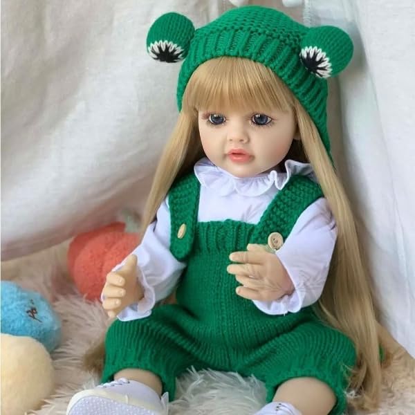 22 Zoll Reborn Puppen Mädchen Cheryl mit langen blonden Haaren