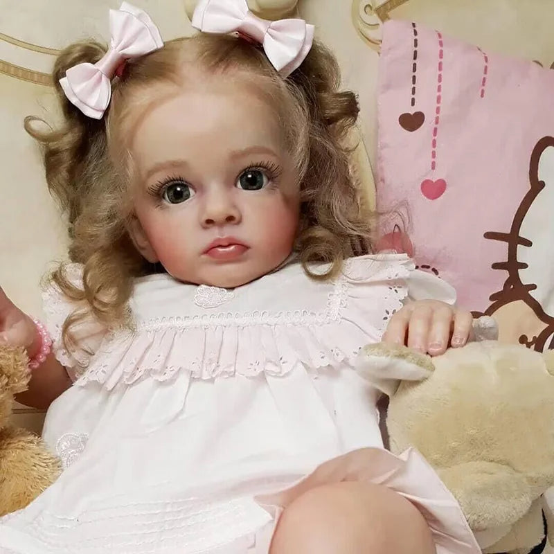 24 Zoll Zona Lockige haare Offene Augen Reborn Puppe Mädchen-Tutti