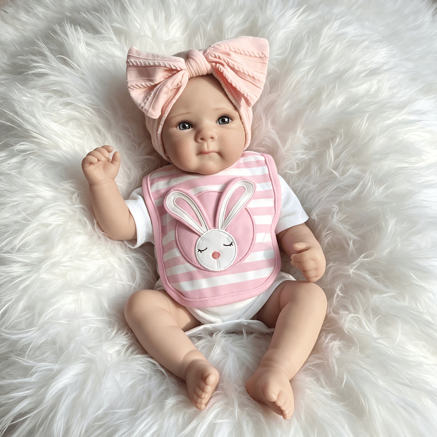 48cm realistische Bettie Reborn Babypuppe mit offenen Augen im weißen Body