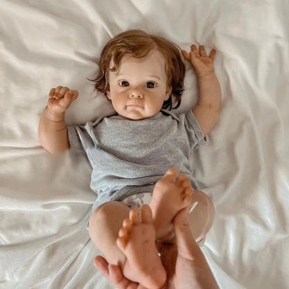 22 Zoll Lebensechte Shelley Kurze Braune Haare Reborn Puppe Mädchen-Maggie