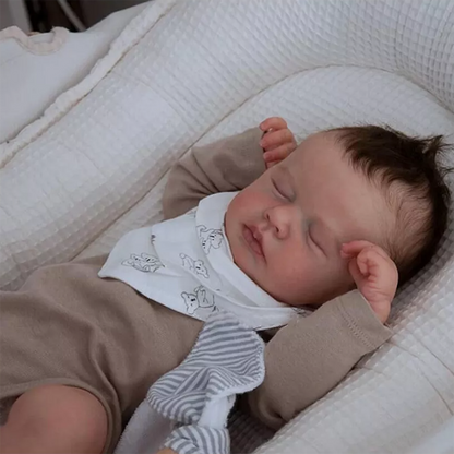 20 Zoll Reborn Puppe Junge mit geschlossenen Augen und braunen Haaren