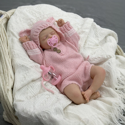 20 Zoll 3D-bemalte Rosalie Reborn-Puppe Mädchen in rosa Strickkleidung