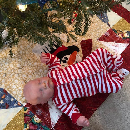 18 Zoll Reborn Puppen mit geschlossenen Augen und Weihnachtskleidung-Levi