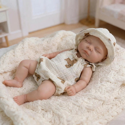 30 cm weiche schlafende Reborn Puppe aus Vollsilikon Mädchen Peaches