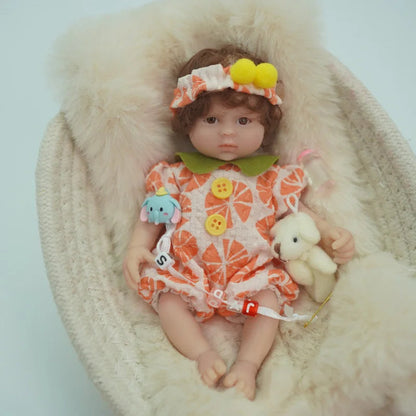 6 zoll Offene Augen Kurze Haare Mini Volle Silikon Reborn Puppe Mädchen