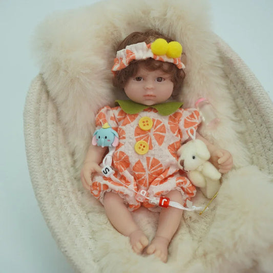 6 zoll Offene Augen Kurze Haare Mini Volle Silikon Reborn Puppe Mädchen