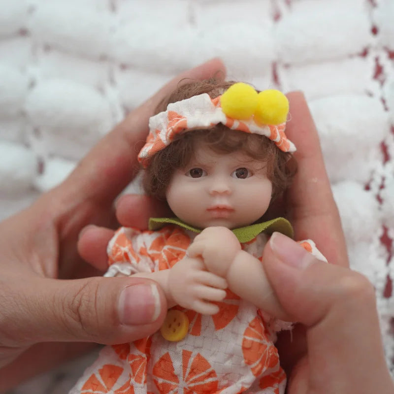 6 zoll Offene Augen Kurze Haare Mini Volle Silikon Reborn Puppe Mädchen
