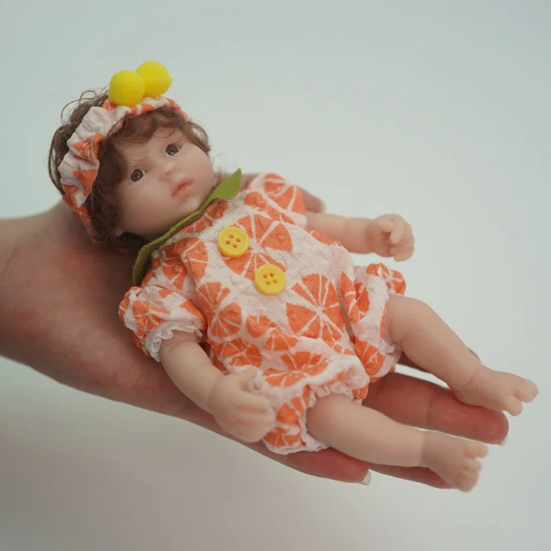 6 zoll Offene Augen Kurze Haare Mini Volle Silikon Reborn Puppe Mädchen