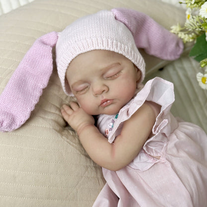 48 cm weiche schlafende Irys Reborn Puppe im rosa Kleid
