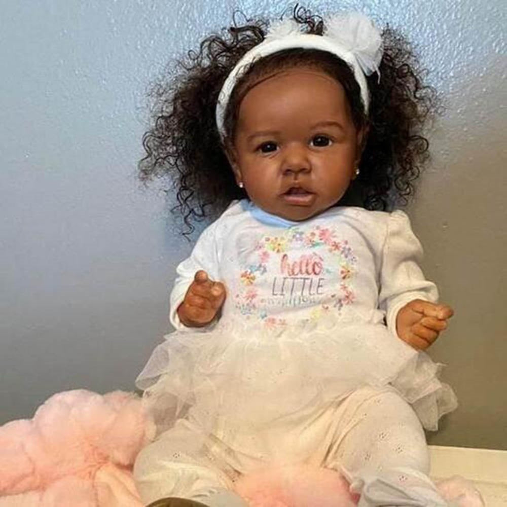Echte 22 Zoll Diaz Afroamerikaner Reborn Puppen mädchen-Saskia