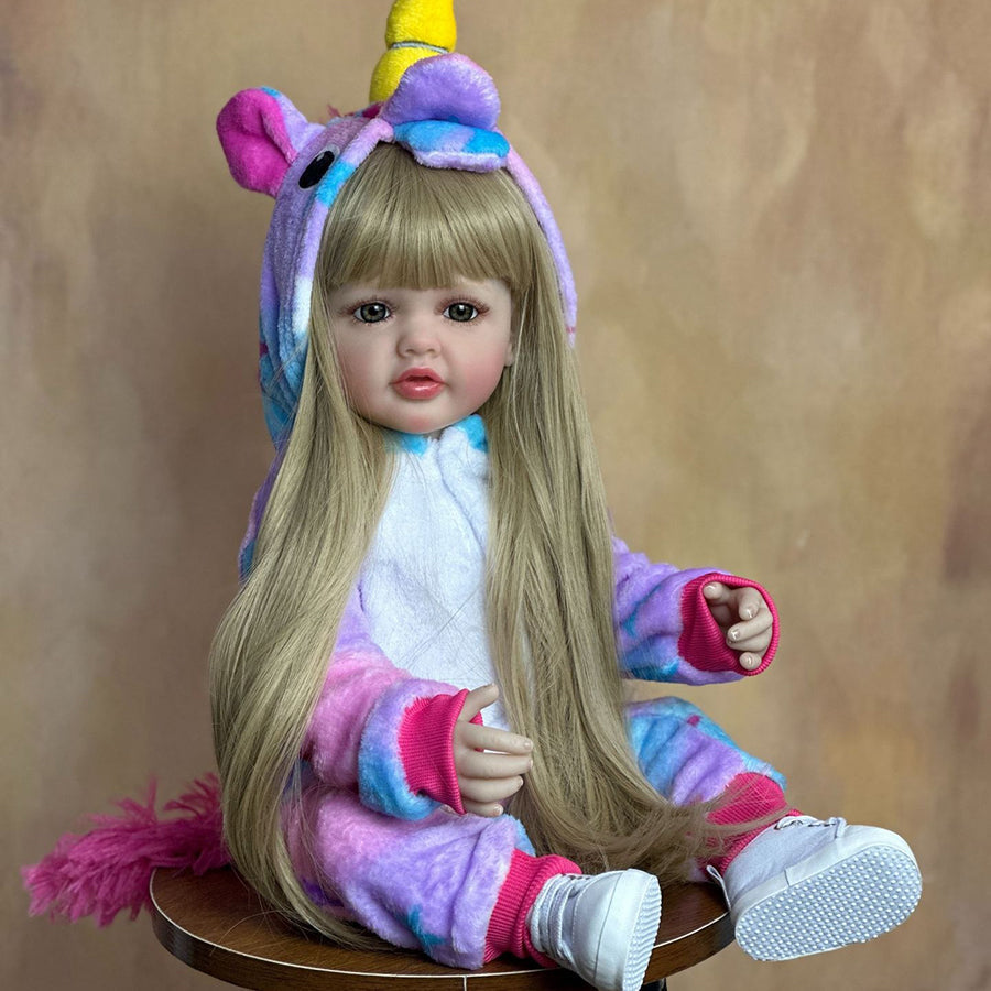 22 Zoll offene Augen lange blonde Haare Reborn Puppe Mädchen - Betty