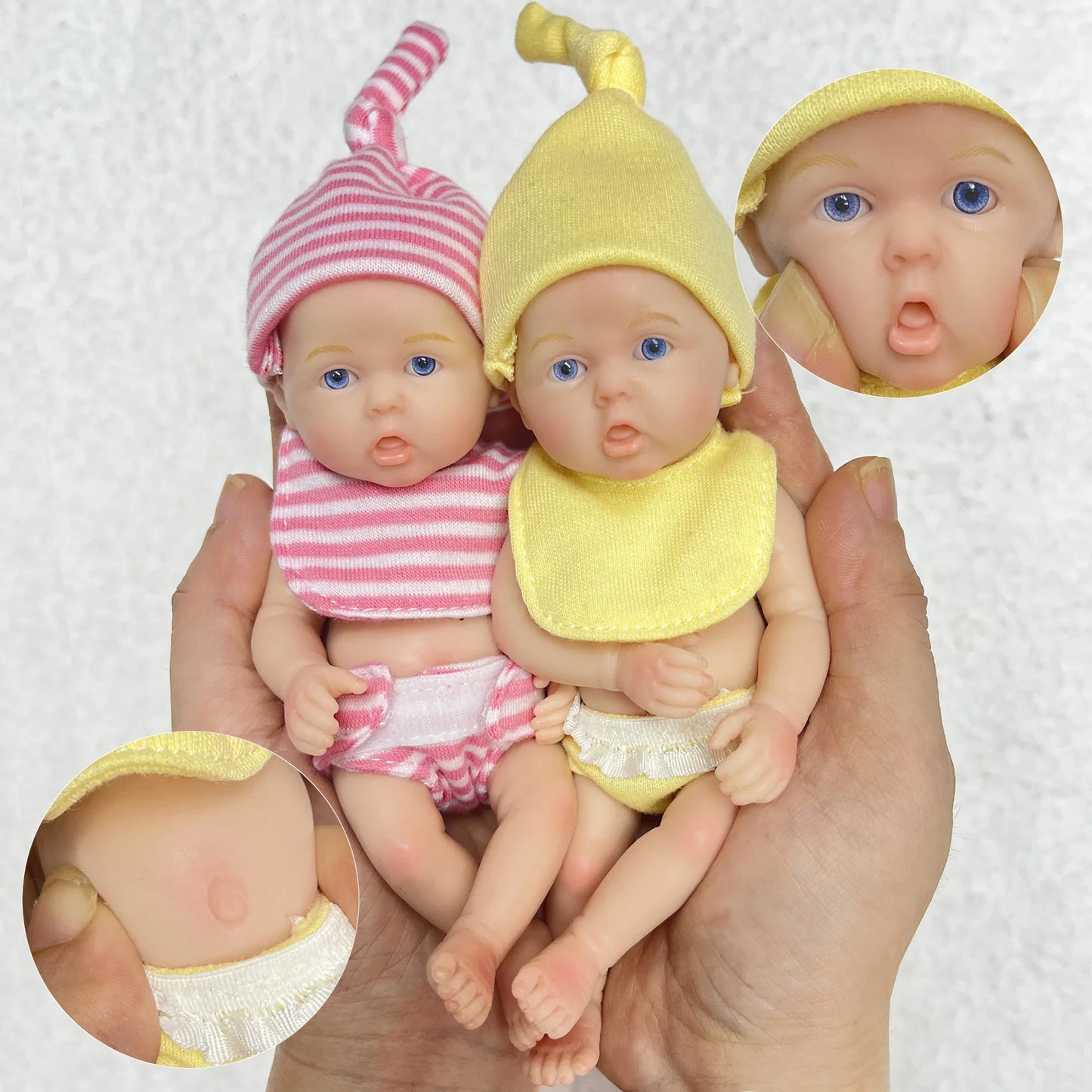 6 Zoll offene Augen Vollsilikon Mini Reborn Puppe Zwillinge