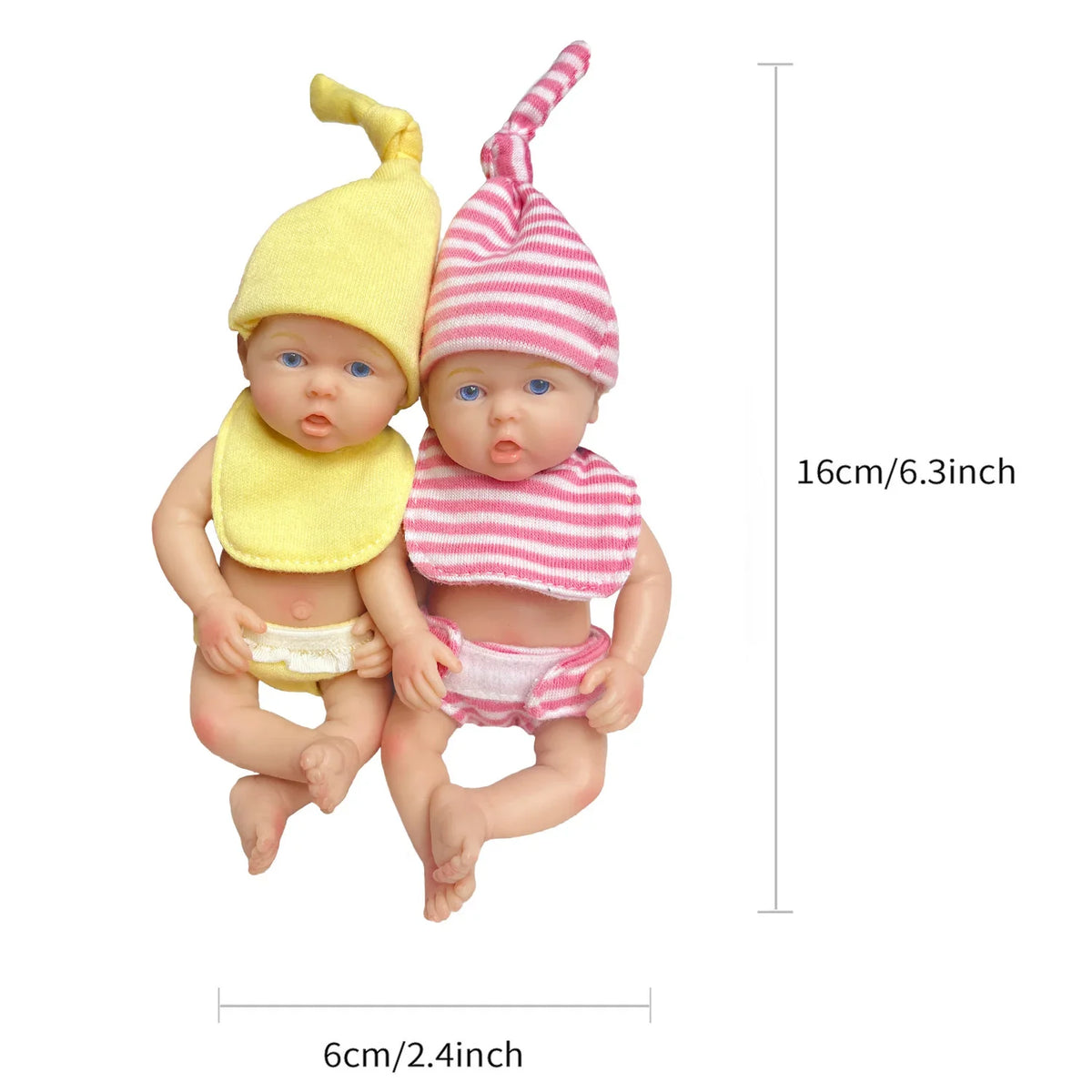 6 Zoll offene Augen Vollsilikon Mini Reborn Puppe Zwillinge