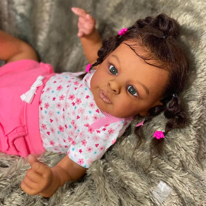 Renee 60 cm offene Augen dunkle Haut Reborn Puppe-Jaylan