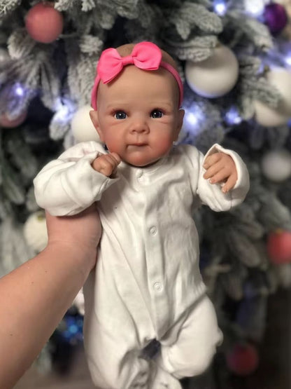 48cm lebensecht wirkendes Bettie Reborn Babypuppe Mädchen mit offenen Augen im weißen Body