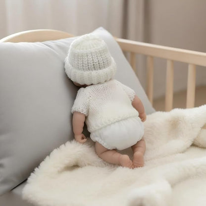 20 cm Loulou Reborn-Babypuppe aus Vollsilikon im weißen Pullover