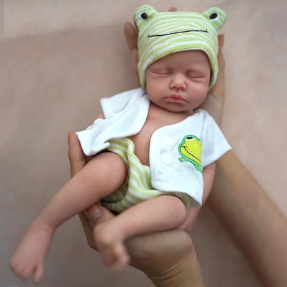 30 cm lebensechte weiche Vollsilikon-Reborn-Puppe Loulou schlafendes Mädchen
