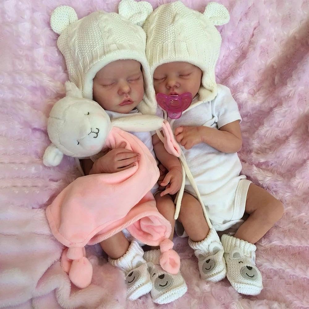 17 Zoll lebensechte Elmm und Sylvia Reborn Puppen Zwillingsschwestern