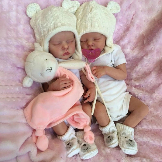 17 Zoll lebensechte Elmm und Sylvia Reborn Puppen Zwillingsschwestern