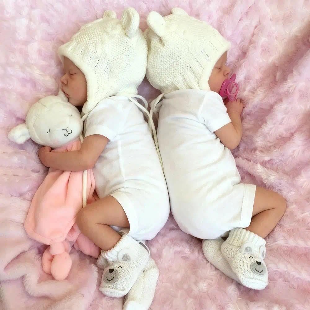 17 Zoll lebensechte Elmm und Sylvia Reborn Puppen Zwillingsschwestern
