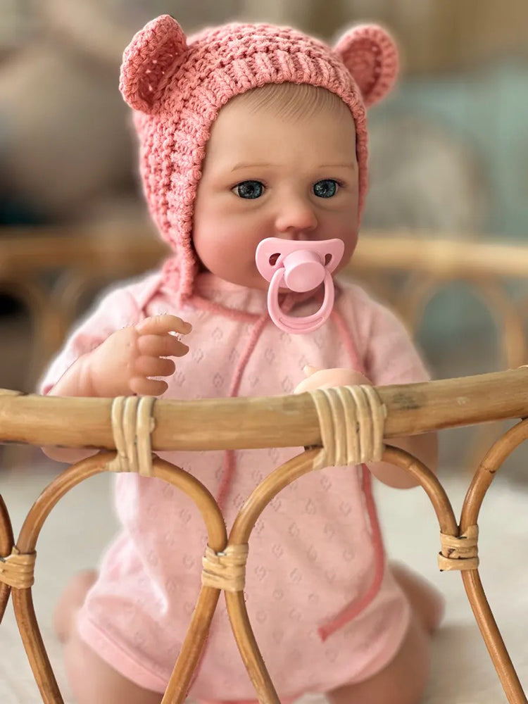 20 Zoll blaue Augen Loulou Reborn Baby Mädchen mit rosa Hut
