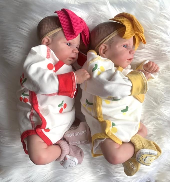 19 Zoll realistische Reborn Puppe mit weichem Körper und offenen Augen-Zwillingsschwestern Elijah