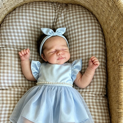 48 cm süßes schlafendes Reborn Baby Pascale im blauen Kleid