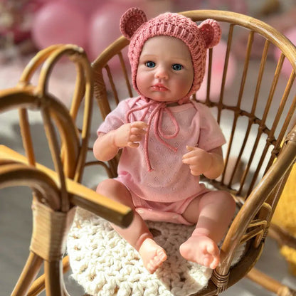 20 Zoll blaue Augen Loulou Reborn Baby Mädchen mit rosa Hut
