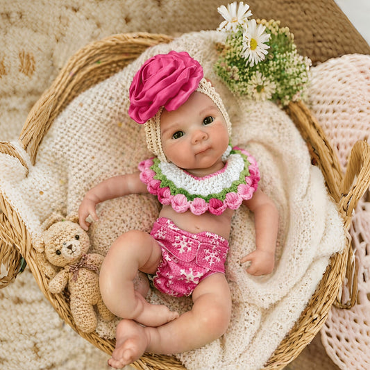 30cm Bettie Reborn-Baby aus Vollsilikon in Strickkleidung