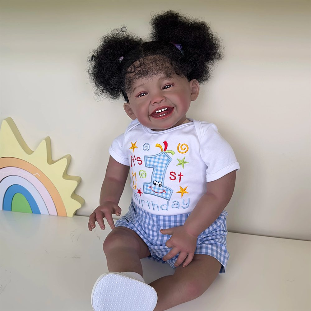 Ella 60cm Afroamerikaner Lächeln Reborn Puppe-Mila