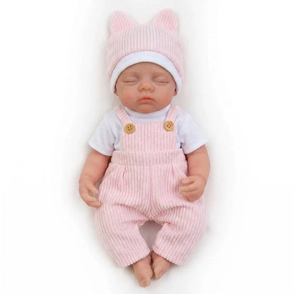 30 cm realistische Irys Reborn Puppe Mädchen aus Vollsilikon in rosa Outfits