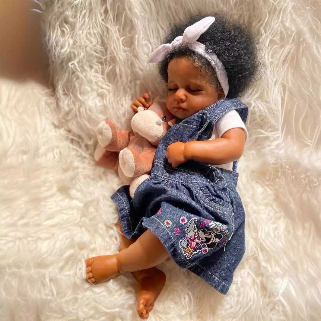 Zora 20 Zoll geschlossene Augen Afroamerikaner Reborn Puppen-Loulou